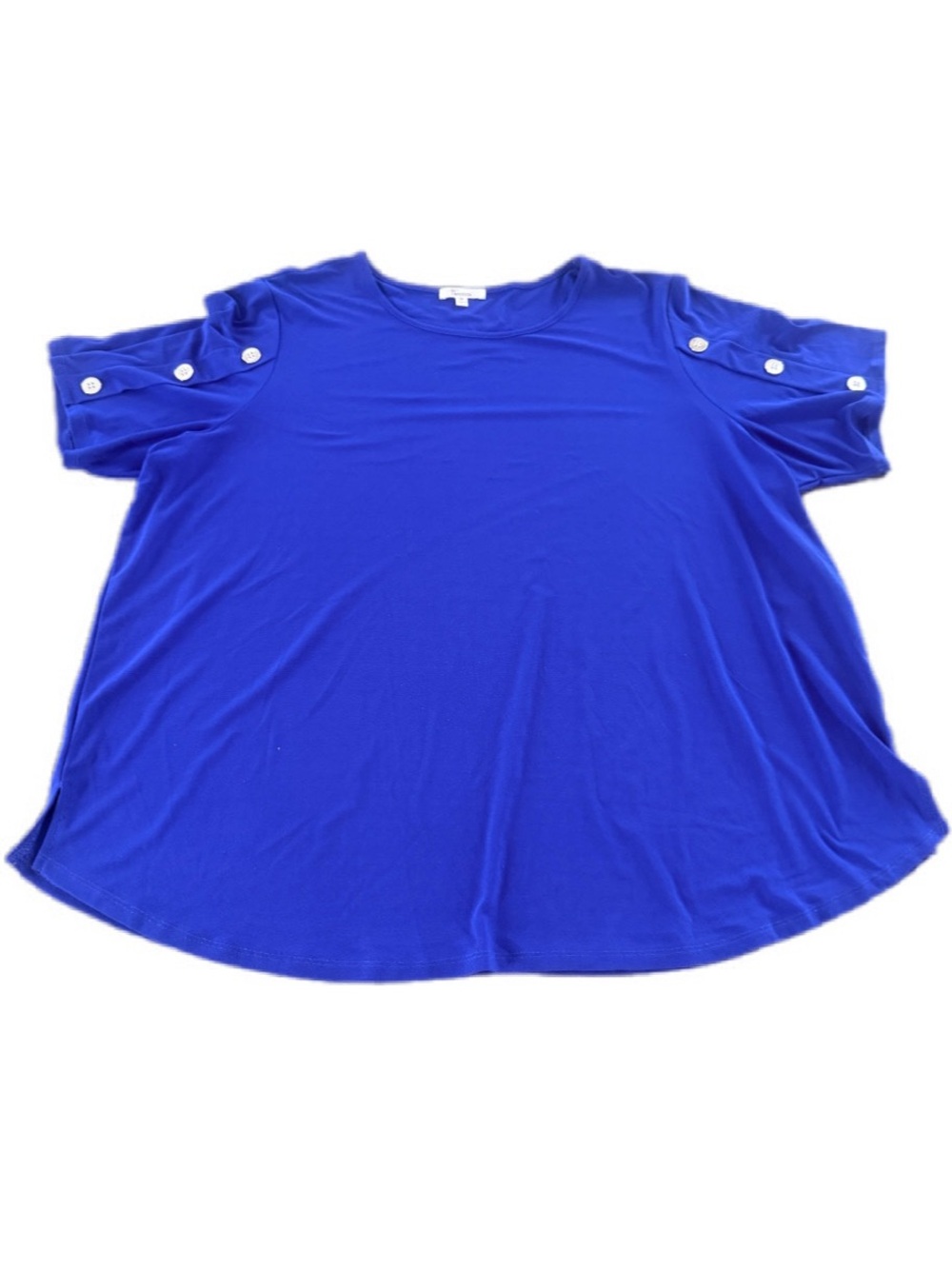 89th & Madison Short Sleeve Button-Tab Top in Royal Blue